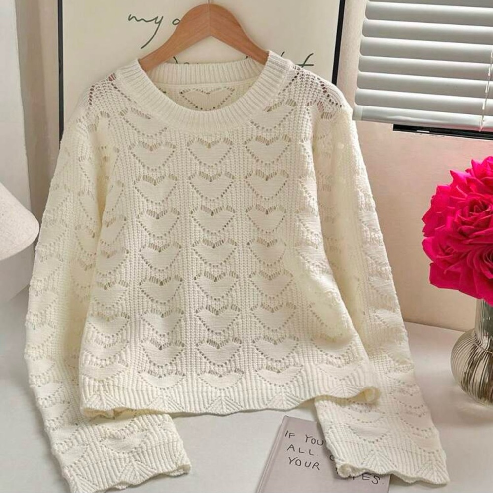 New heart white sweater- cute for Valentine’s Day